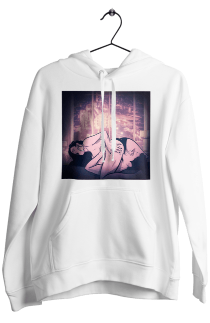 Чоловіче худі з принтом "Дорослі Ігри На Тлі Міста". Гола, кохання, лизати, трусики. 2070702