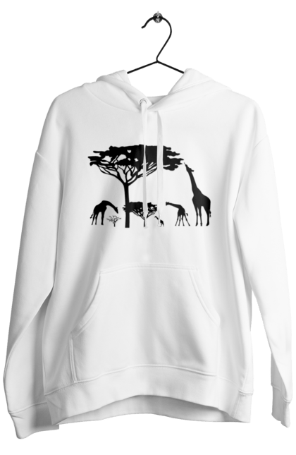 Чоловіче худі з принтом "Жирафи І Дерева". Дерева, жираф, жирафа, тварини. futbolka.stylus.ua