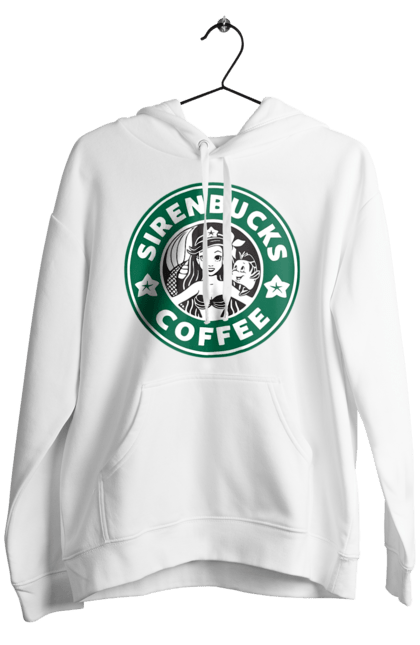 Чоловіче худі з принтом "Starbucks Русалонька". Дісней, кава, логотип, русалонька, старбакс. CustomPrint.market