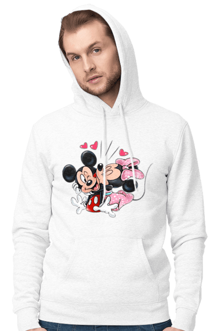 Мужское худи с принтом Микки Маус и Минни Маус. Mickey mouse, minnie mouse, дисней, микки, микки маус, минни маус, мультфильм. 2070702