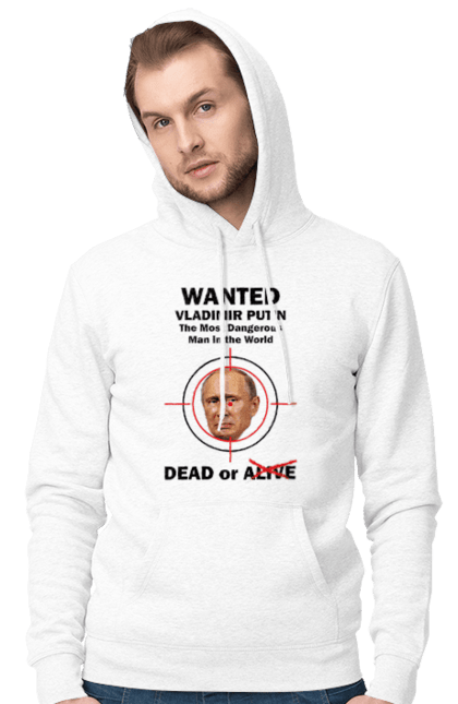 Чоловіче худі з принтом "Розшук Гаага". Путин, розшук гаага, розшук путин, хуйло. ART принт на футболках