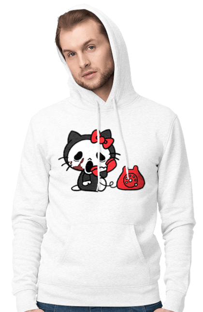 Чоловіче худі з принтом "Хелло Кітті Хелловін". Halloween, hello kitty, бренд, кіт, кошеня, персонаж, хелло кітті, хелловін. 2070702