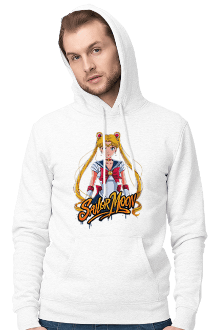 Men's hoodie with prints Sailor Moon. Anime, drama, magical girl, sailor moon, tv series, usagi tsukino. 2070702