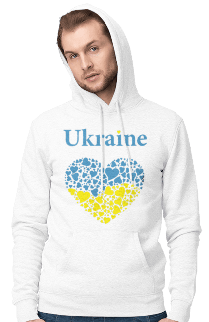 Чоловіче худі з принтом "Ukraine Heart". Прапор, серце, україна. 2070702