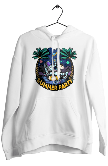 Men`s hoodie with prints Summer Party With Astronaut. Cosmonaut, space, summer. 2070702