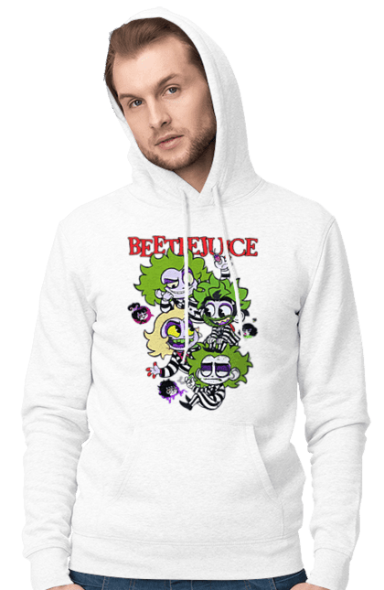 Men's hoodie with prints Beetlejuice. Beetlejuice, comedy, ghost, ghost, horror, movie, tim burton, warner bros. 2070702