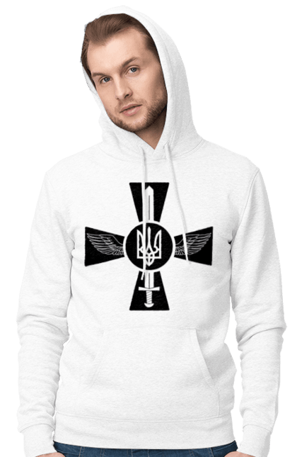 Чоловіче худі з принтом "Україна герб". Герб, крила, меч, україна. 2070702