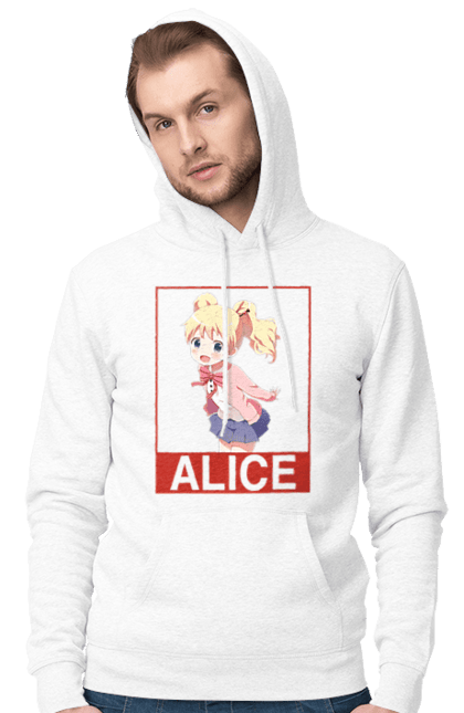 Чоловіче худі з принтом "Золота мозаїка Аліса Картелет". Alice cartelet, anime, kiniro mosaic, kinmoza, manga, аліса, аліса картелет, аніме, золота мозаїка, манга. 2070702