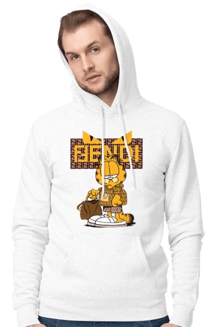 Men's hoodie with prints Fendi Garfield. Bag, brand, clothes, fashion, fashion house, fendi, garfield, italy, luxury, lvmh. 2070702