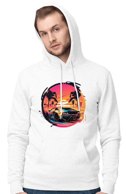 Чоловіче худі з принтом "Ламборджині Ретровейв". Авто, автомобиль, ламба, ламборджині, машина, машини, ретровейв. 2070702