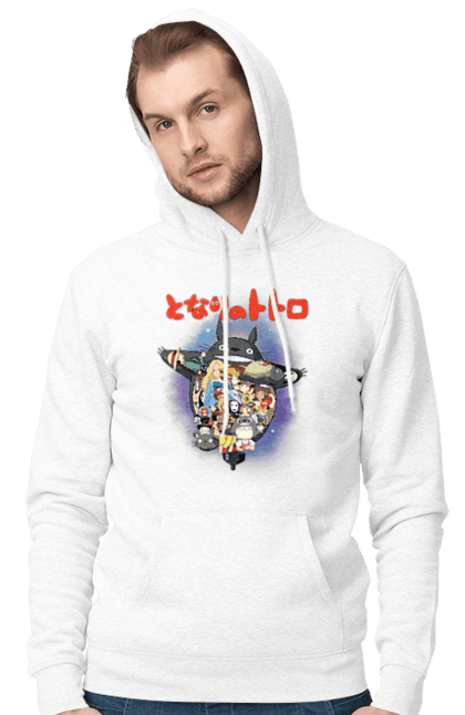 Men's hoodie with prints Totoro. Adventures, anime, comedy drama, fantasy, film, my neighbor totoro, tv series. 2070702