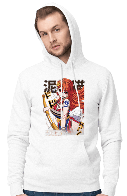 Men's hoodie with prints One Piece Nami. Anime, cat burglar, manga, nami, one piece, straw hat pirates. 2070702