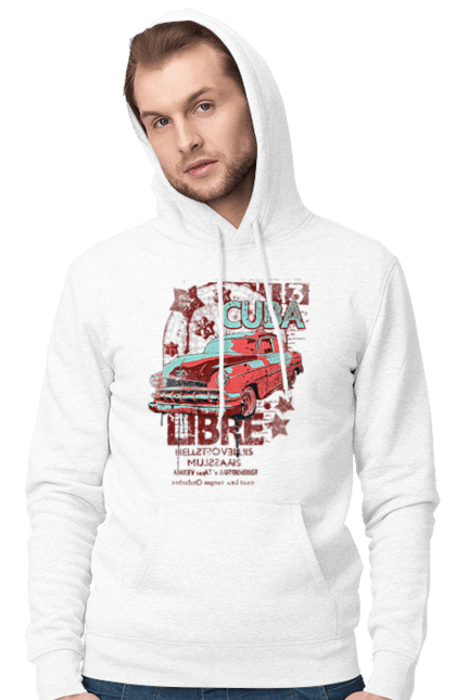 Чоловіче худі з принтом "Куба, Машина". Куба, машина, ретро. 2070702