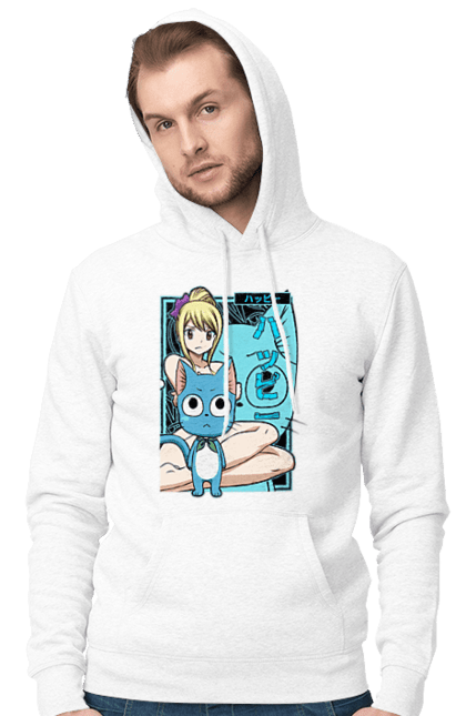 Чоловіче худі з принтом "Хвіст Феї Люсі Хартфілія". Fairy tail, happy, lucy heartfilia, аніме, люсі, люсі хартфілія, манга, хвіст феї, хеппі. 2070702