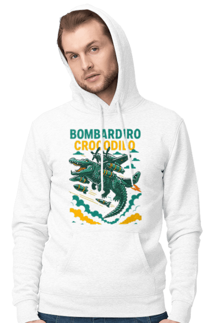 Чоловіче худі з принтом "Bombardino Crocodilo". Bombardino, bombardino crocodilo, crocodilo, бомбардіно крокоділо, крокодил, крокодил літак, крокодил мем, мем, мем бомбардине крокодило. 2070702