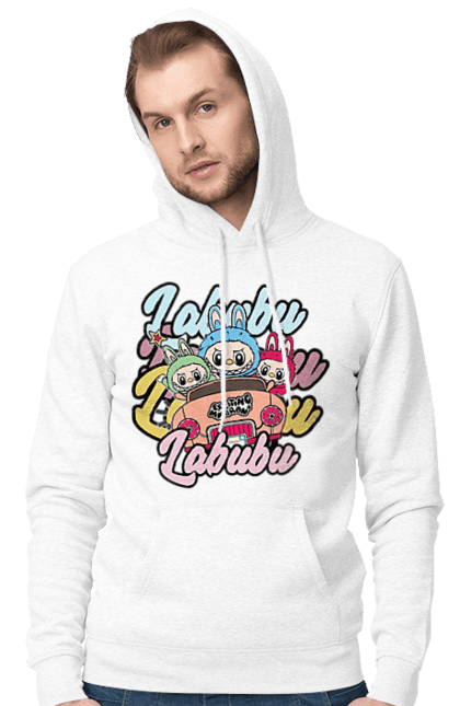 Чоловіче худі з принтом "Лабубу". Іграшка лабубу, лабубу, лабубу кока кола, мерч лабубу, мила, рожева лабубу, смішна лабубу. 2070702