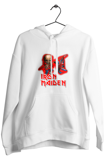 Чоловіче худі з принтом "Залізна діва". Band logo, heavy music, iron maiden, monster, rock band, rock music, важка музика, залізна діва, логотип групи, монстр, рок, рок-гурт. PrintMarket - інтернет-магазин одягу та аксесуарів з принтами плюс конструктор принтів - створи свій унікальний дизайн