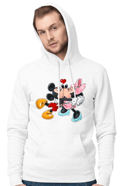 Мужское худи с принтом Микки Маус и Минни Маус. Mickey mouse, minnie mouse, дисней, микки, микки маус, минни маус, мультфильм. 2070702