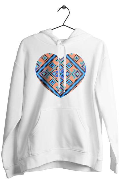 Чоловіче худі з принтом "Серце вишивка". Вишиванка, вишивка, вишивка хрестиком, люблю україну, серце, символи україни, традиції україни, україна. 2070702