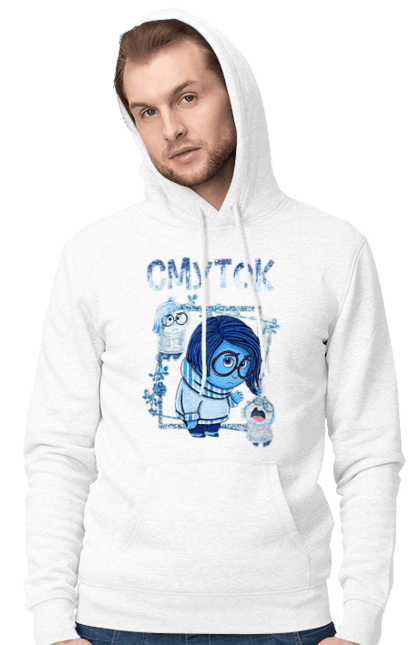 Men's hoodie with prints Inside Out Sadness. Cartoon, emotions, inside out, pixar, sadness. 2070702