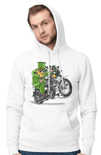 Чоловіче худі з принтом "Патрік На Мотоциклі". Мотоцикл, патрик, свято. 2070702