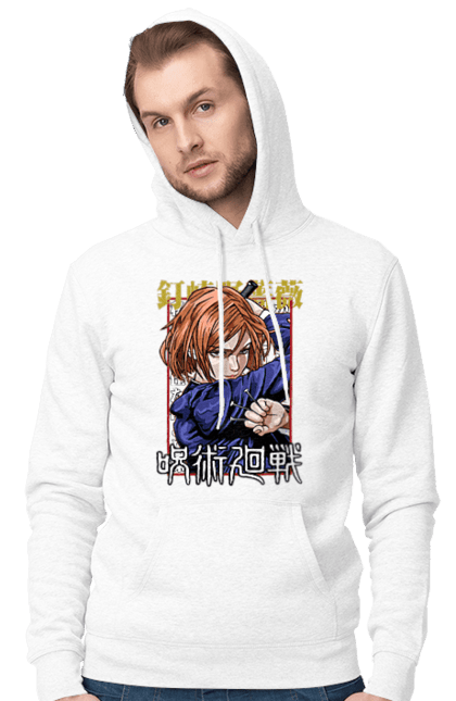 Men's hoodie with prints Jujutsu Kaisen Nobara. Anime, dark fantasy, jujutsu kaisen, magic battle, manga, mystic, nobara, nobara kugisaki. 2070702