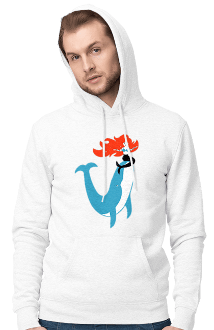 Чоловіче худі з принтом "Русалка І Кит". Кит, море, русалка. 2070702