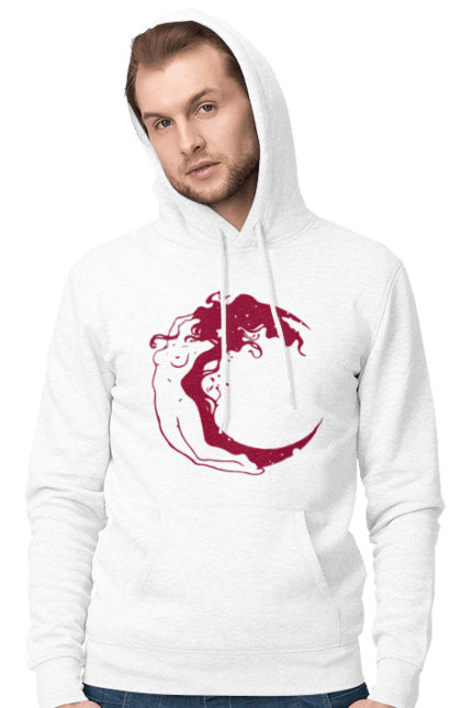 Чоловіче худі з принтом "Дівчина місяць". Дівчина, зірки, космічне, космос, місяць. 2070702