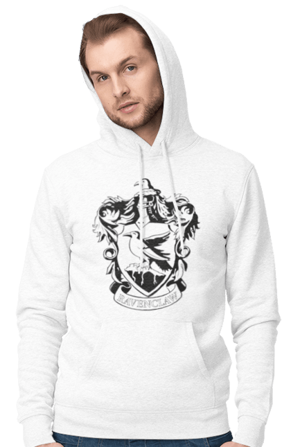 Men's hoodie with prints Harry Potter Ravenclaw. Faculty, franchise, harry potter, hogwarts, hogwarts, ravenclaw. 2070702