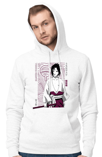 Men's hoodie with prints Naruto Sasuke Uchiha. Anime, manga, naruto, sasuke, sasuke uchiha, team 7, team number 7, uchiha. 2070702