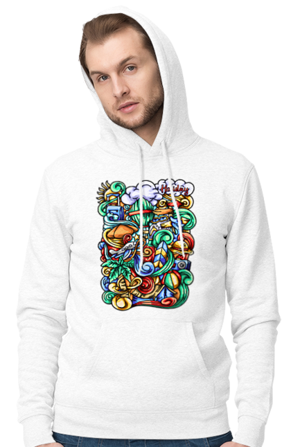 Чоловіче худі з принтом "Канікули відпочинок арт". Відпочинок, канікули, літо, море, пляж, подорож. 2070702