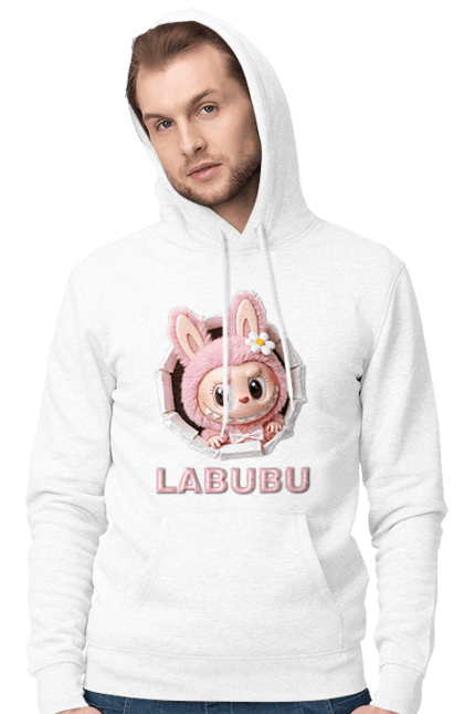 Чоловіче худі з принтом "Лабубу". Іграшка лабубу, лабубу, лабубу кока кола, мерч лабубу, мила, рожева лабубу, смішна лабубу. 2070702