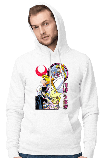 Men's hoodie with prints Sailor Moon. Anime, drama, magical girl, sailor moon, tv series, usagi tsukino. 2070702