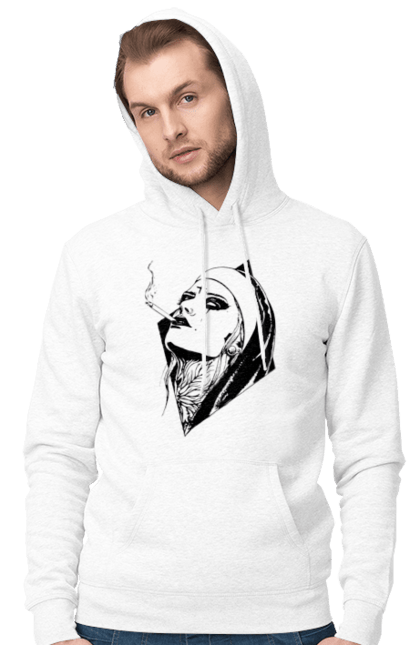 Чоловіче худі з принтом "Монашка". Дівчина, круто, сигарети, тату. 2070702