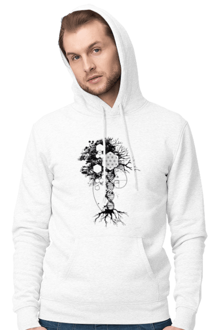 Чоловіче худі з принтом "Древо життя". Геном людини, дерево життя, золотий перетин, квітка життя, сакральна геометрія, таємниця світобудови, таємниця числа фібоначчі, число бога, число фібоначчі. 2070702