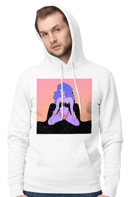 Чоловіче худі з принтом "Фіолетова Дівчина В Трусиках". Інопланетянка, у трусах. 2070702