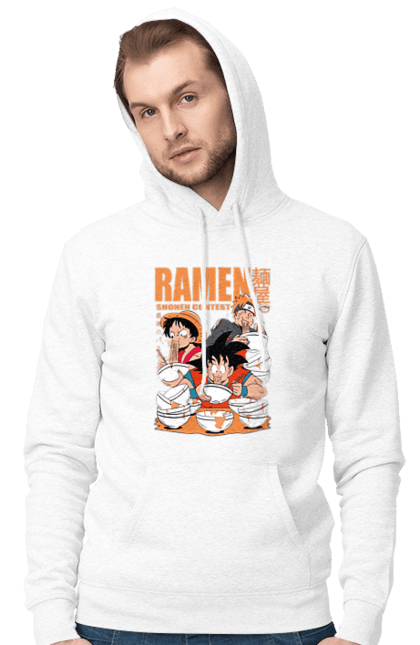 Men's hoodie with prints Ramen. Anime, characters, food, goku, luffy, manga, naruto, ramen. 2070702