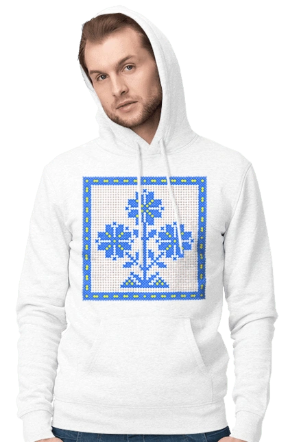 Yellow blue embroidery flowers