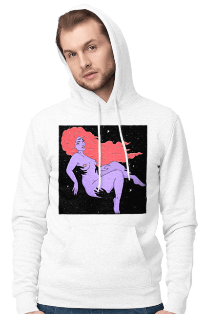 Чоловіче худі з принтом "Фіолетова Дівчина В Чорній Дирі". Дівчина, лапають. 2070702