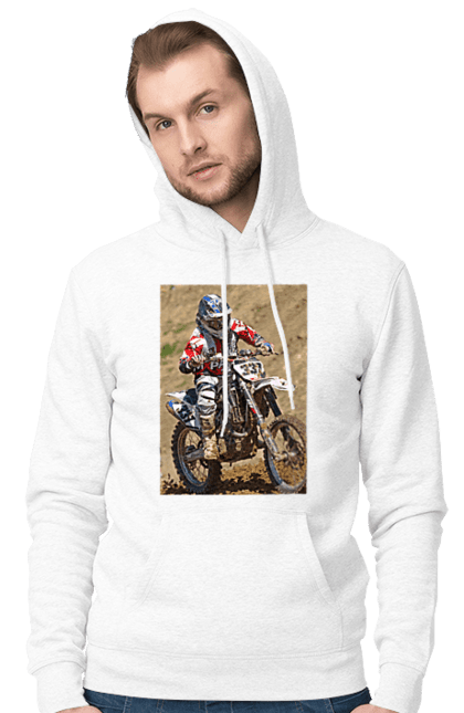 Чоловіче худі з принтом "МОТОГОНЩИК". Мото, мотогонщик, мотоцикл, спорт, спортсмен. 2070702