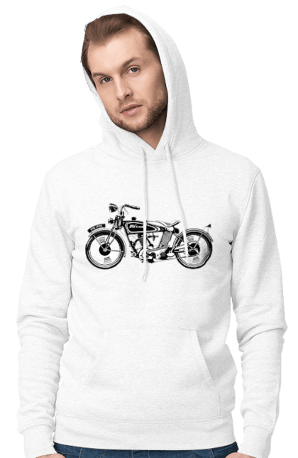Чоловіче худі з принтом "Мотоцикл Ретро". Мото, мотоцикл, ретро. 2070702