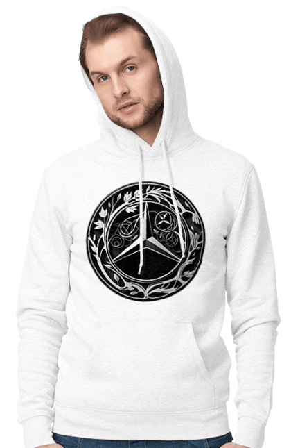 Чоловіче худі з принтом "Mercedes Benz Лого Арт". Авто, автомобіль, логотип мерседес, машини, мерс, мерседес. 2070702