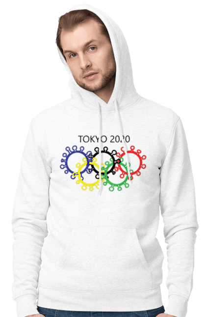 Чоловіче худі з принтом "Олімпійські Ігри Токіо, Коронавірус". Коронавірус, олімпійські ігри, токіо. ART принт на футболках