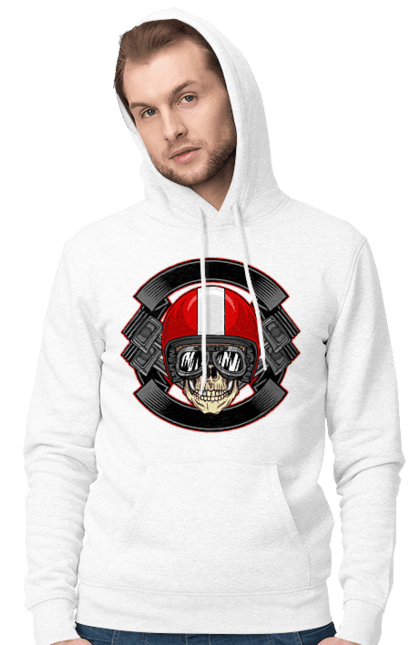 Чоловіче худі з принтом "череп мотоцикліст". Мотоцикліст \, череп, шолом. 2070702