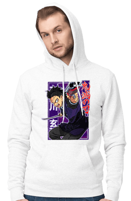 Men's hoodie with prints Demon Slayer Genya Shinazugawa. Anime, demon slayer, genya, genya shinazugawa, kimetsu no yaiba, manga, аниме, истребитель демонов, манга. 2070702