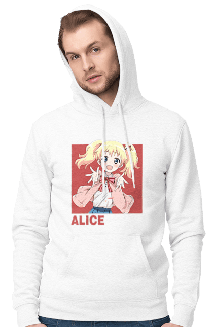 Men's hoodie with prints Kiniro Mosaic Alice Cartelet. Alice, alice cartelet, anime, gold mosaic, kiniro mosaic, kinmoza, manga. 2070702