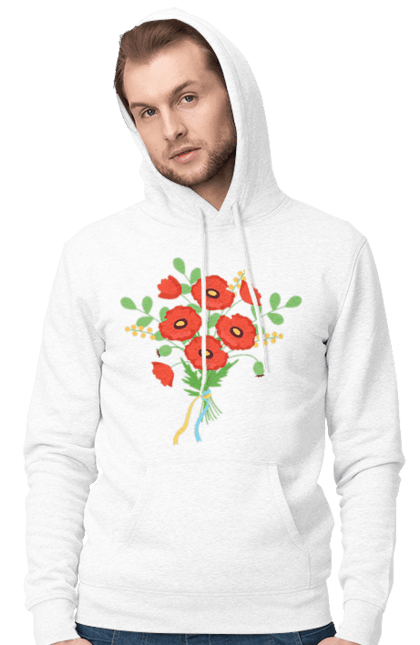Чоловіче худі з принтом "Червоні маки". Квіти, мак, прапор україни, символ україни, традиції україни, україна, червоні маки. 2070702