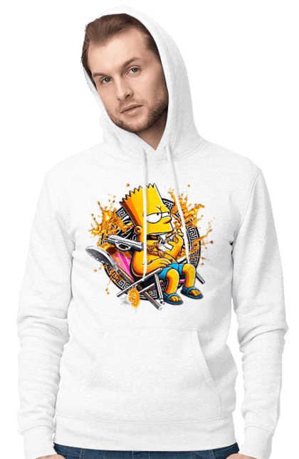 Men's hoodie with prints Bart Simpson Versace. Bart, cartoon, serial, simpson, versace. 2070702