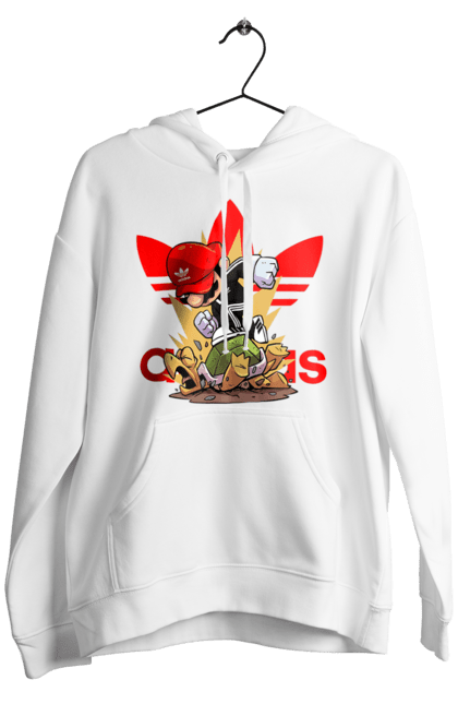 Чоловіче худі з принтом "Adidas Маріо". Adidas, mario bros, nintendo, super mario bros, адідас, брати супер маріо, гра, маріо, персонаж. 2070702