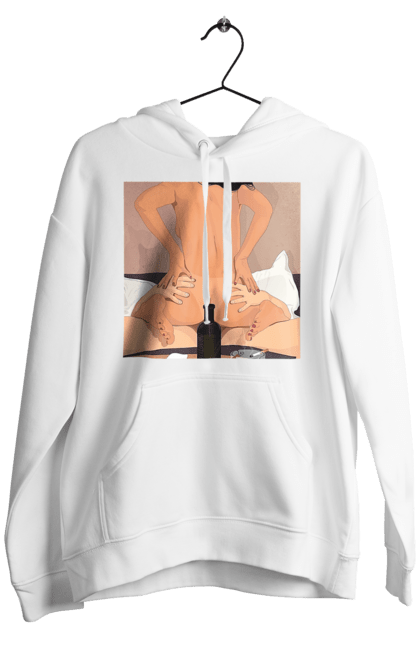 Чоловіче худі з принтом "Гола Дівчина, Пляшка І Сигарети". Гола, зверху. 2070702